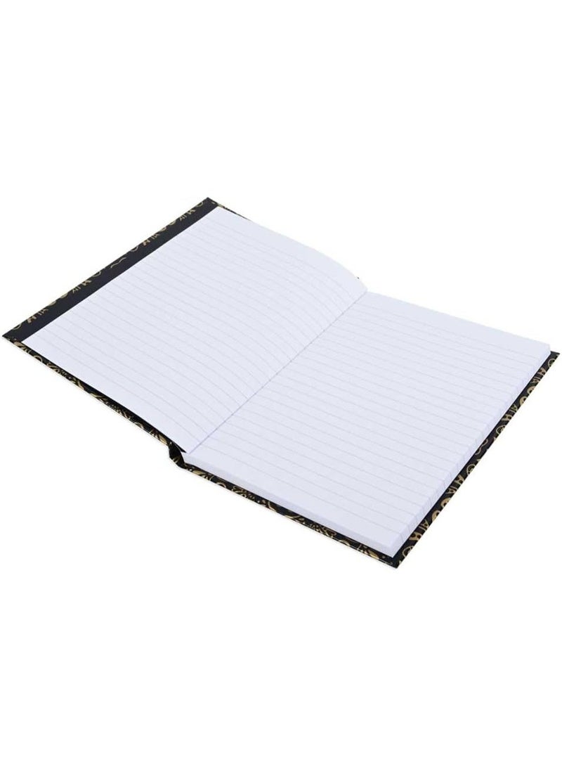 FIS® Notebook Hard Cover, A5 Size(14.8x21cm), 2 Quire, 192 Pages, 96 Sheets, Single Line Ruling, Golden/Black, Packet of 5 Pieces, Design 3-FSNBHCA5GLBKD03 - Image 4